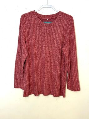 Women's Soft Ribbed Knit Long-Sleeve Sweater - Dusty Rose. Size XL. NWOT.